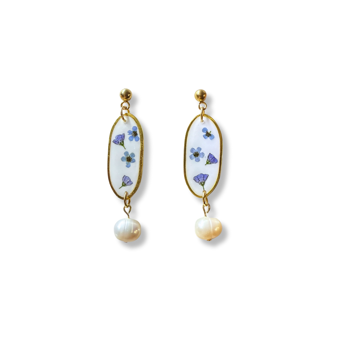 Dried Flowers And Pearls Earrings