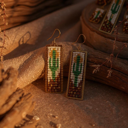 Beaded Desert Landscape Earrings - MADE TO ORDER