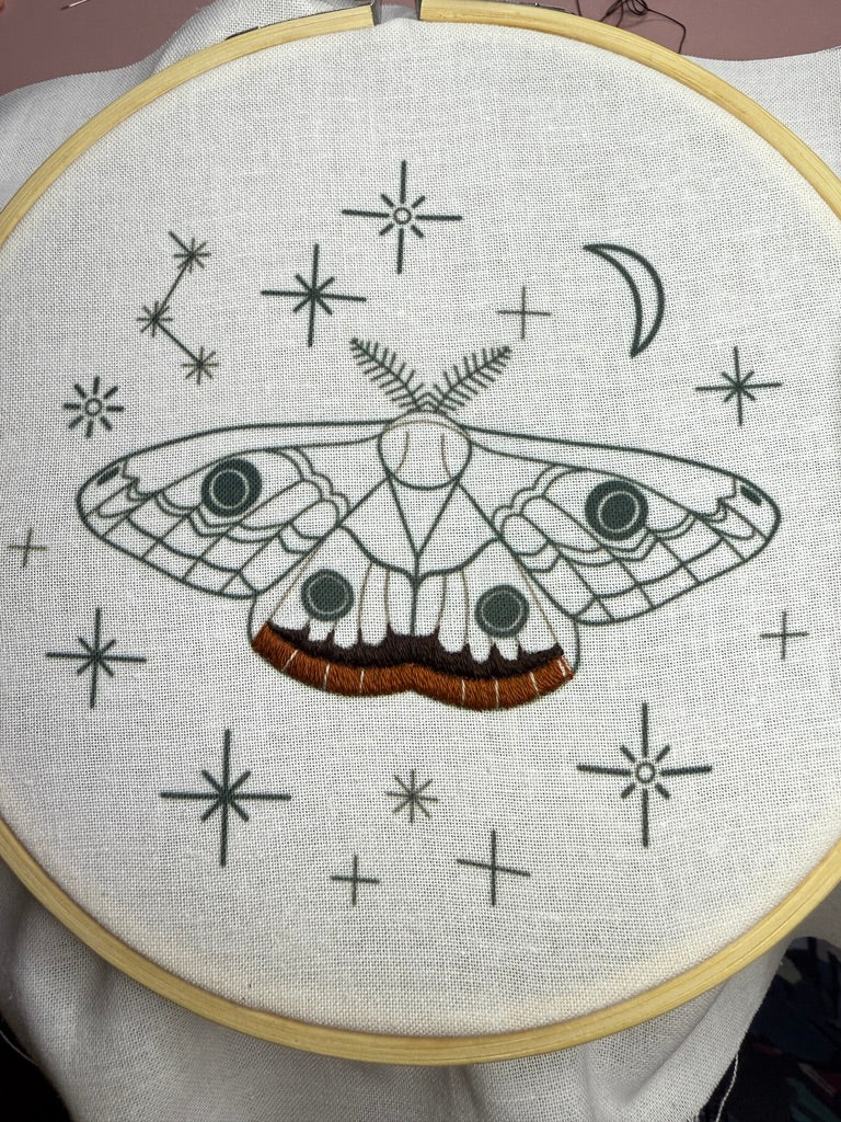 Celestial Moth - Hand Embroidered