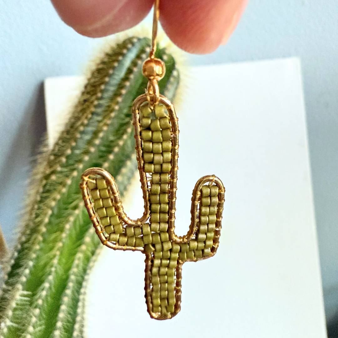 Beaded Cacti Earrings