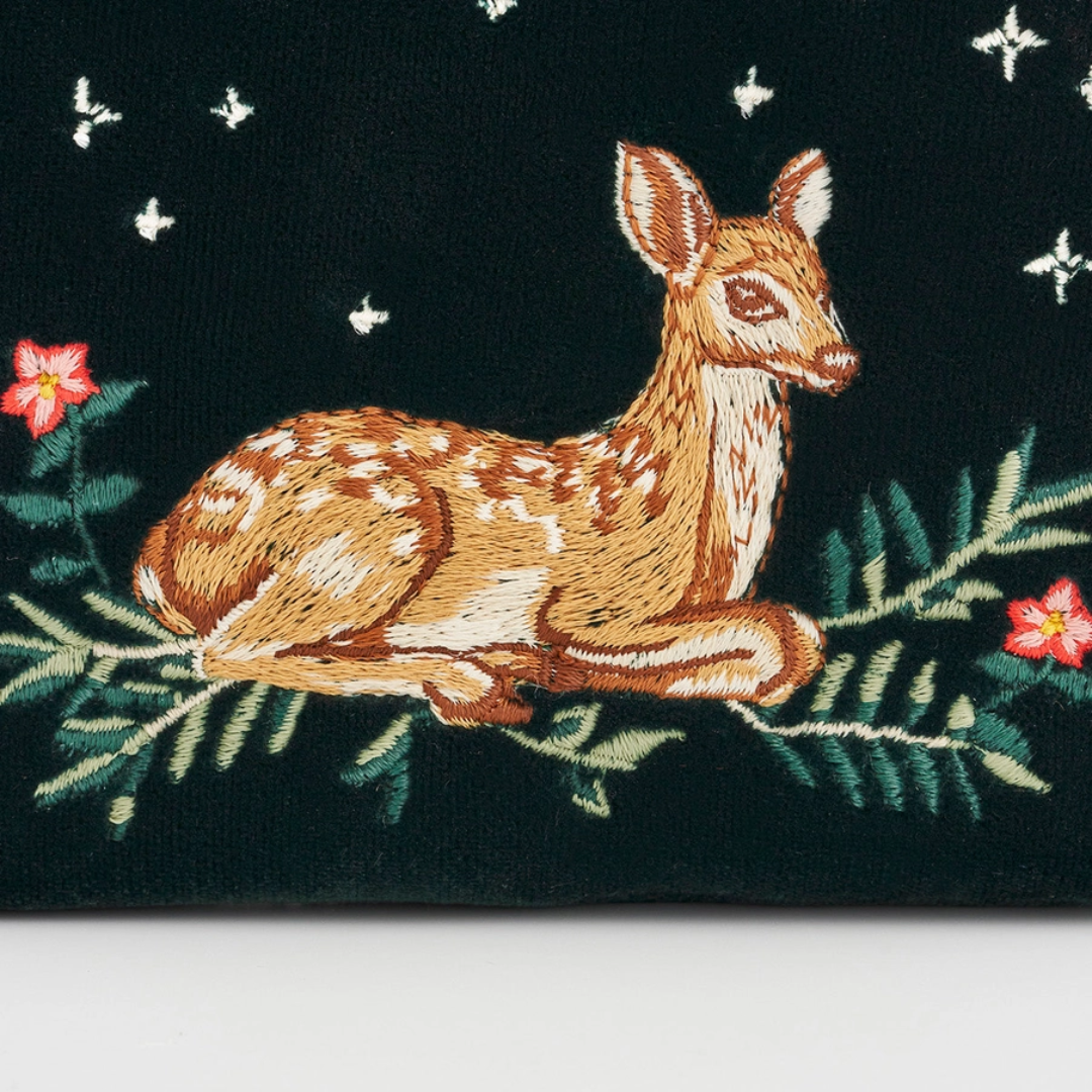 Fawn Embroidered Green Coin Purse