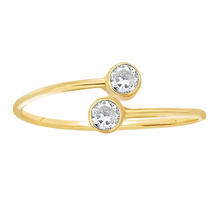 Adjustable Double Cubic Zirconia Ring - Gold Filled
