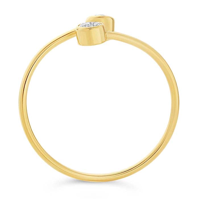 Adjustable Double Cubic Zirconia Ring - Gold Filled