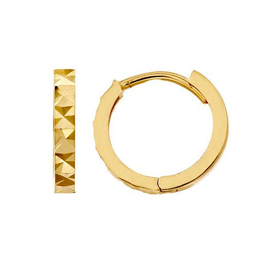 Diamond-Cut Huggies - 14K Gold