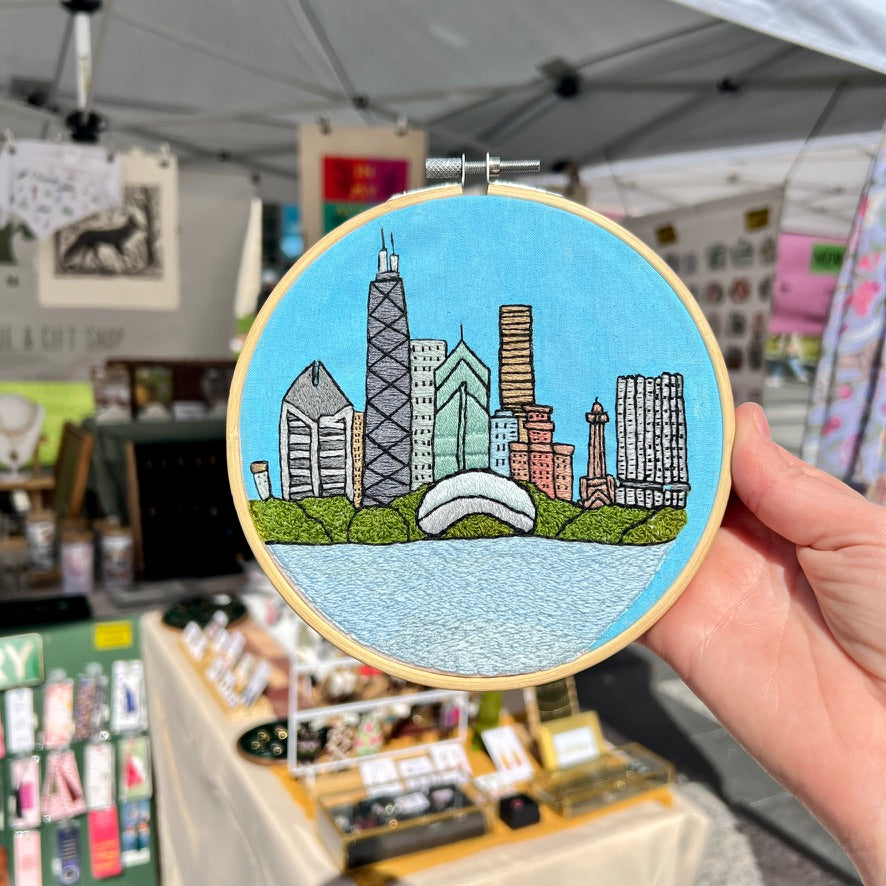 Chicago Skyline - MADE TO ORDER - Hand Embroidered