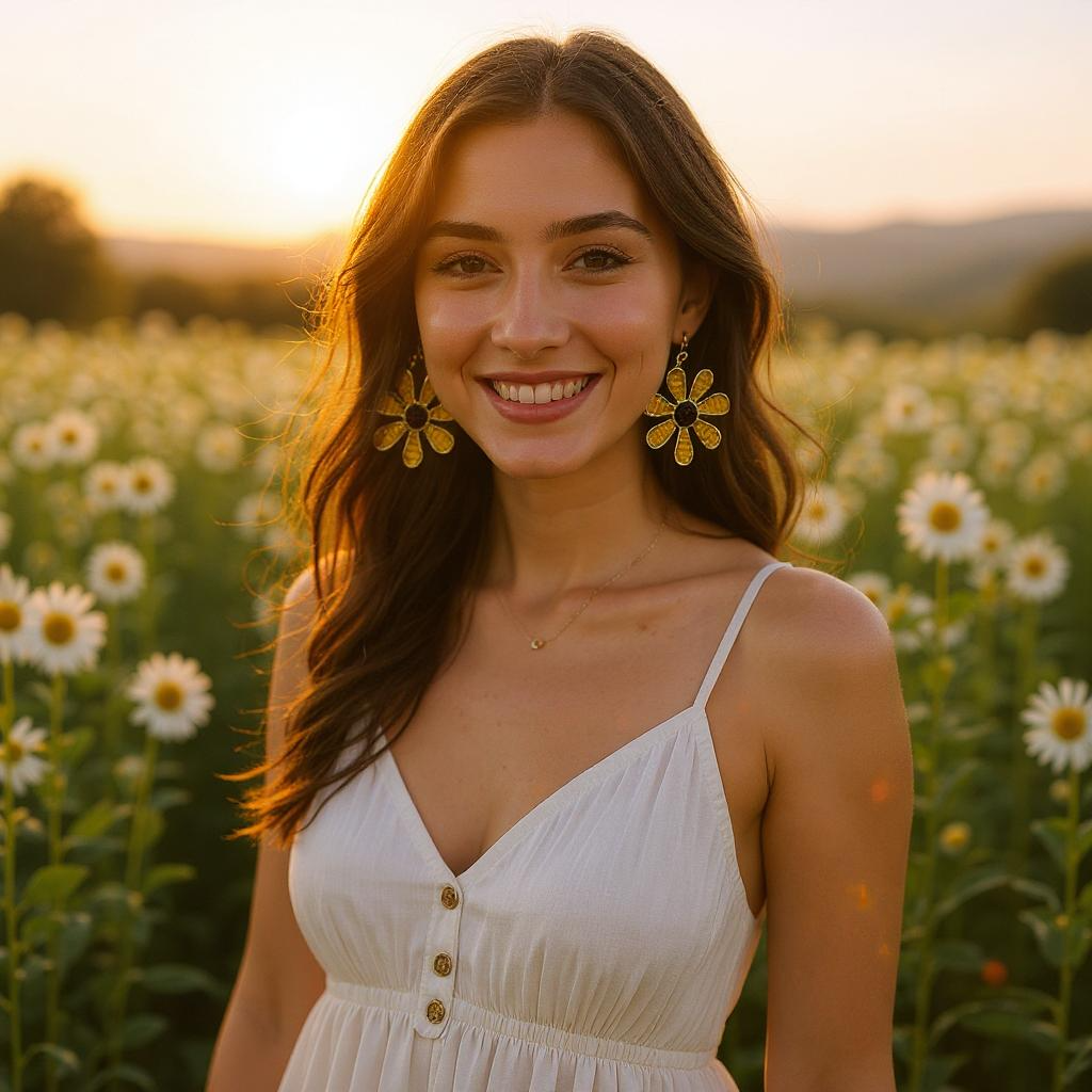 Beaded Sunflower Earrings