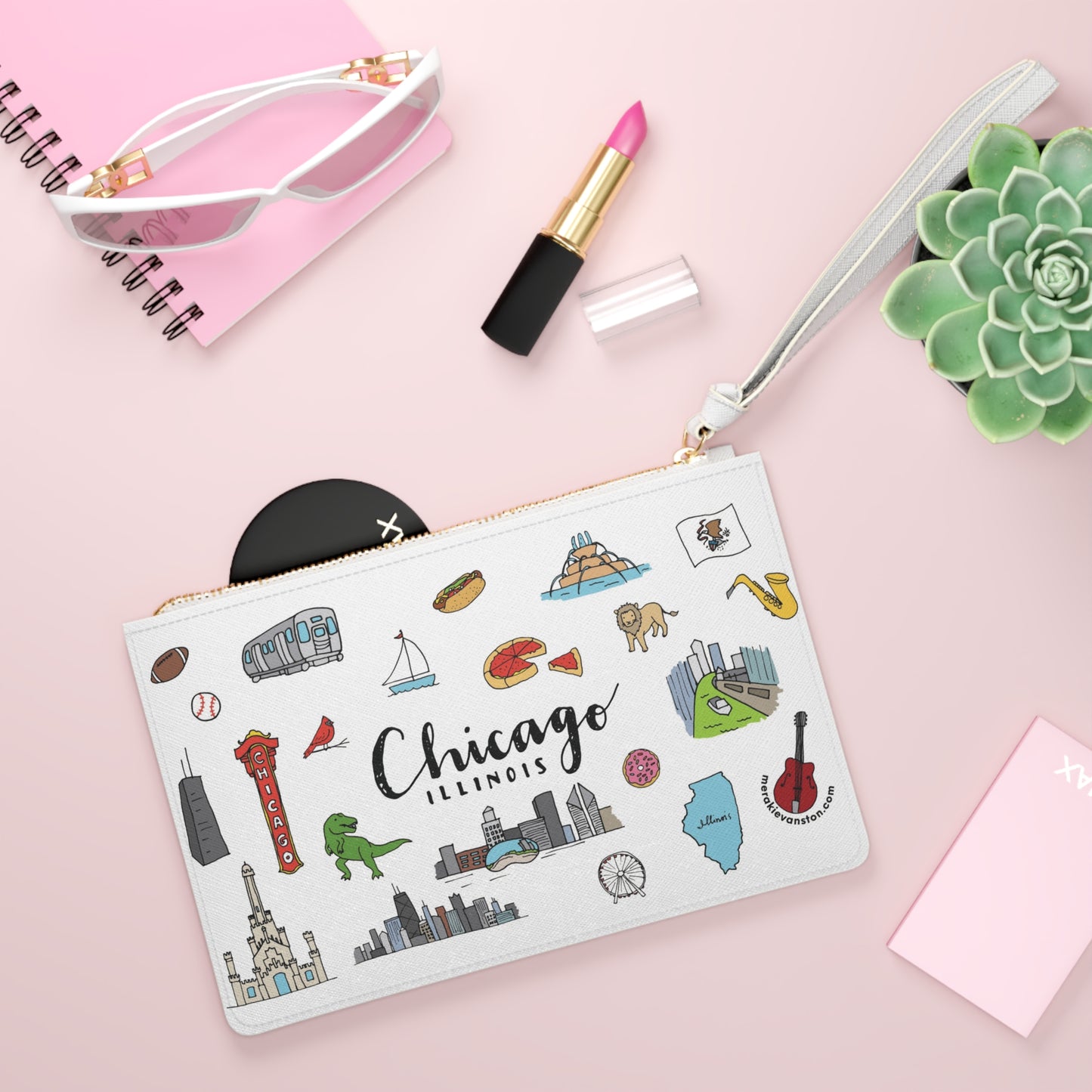 Chicago Doodles Clutch Bag