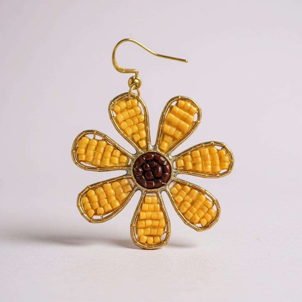 Beaded Sunflower Earrings