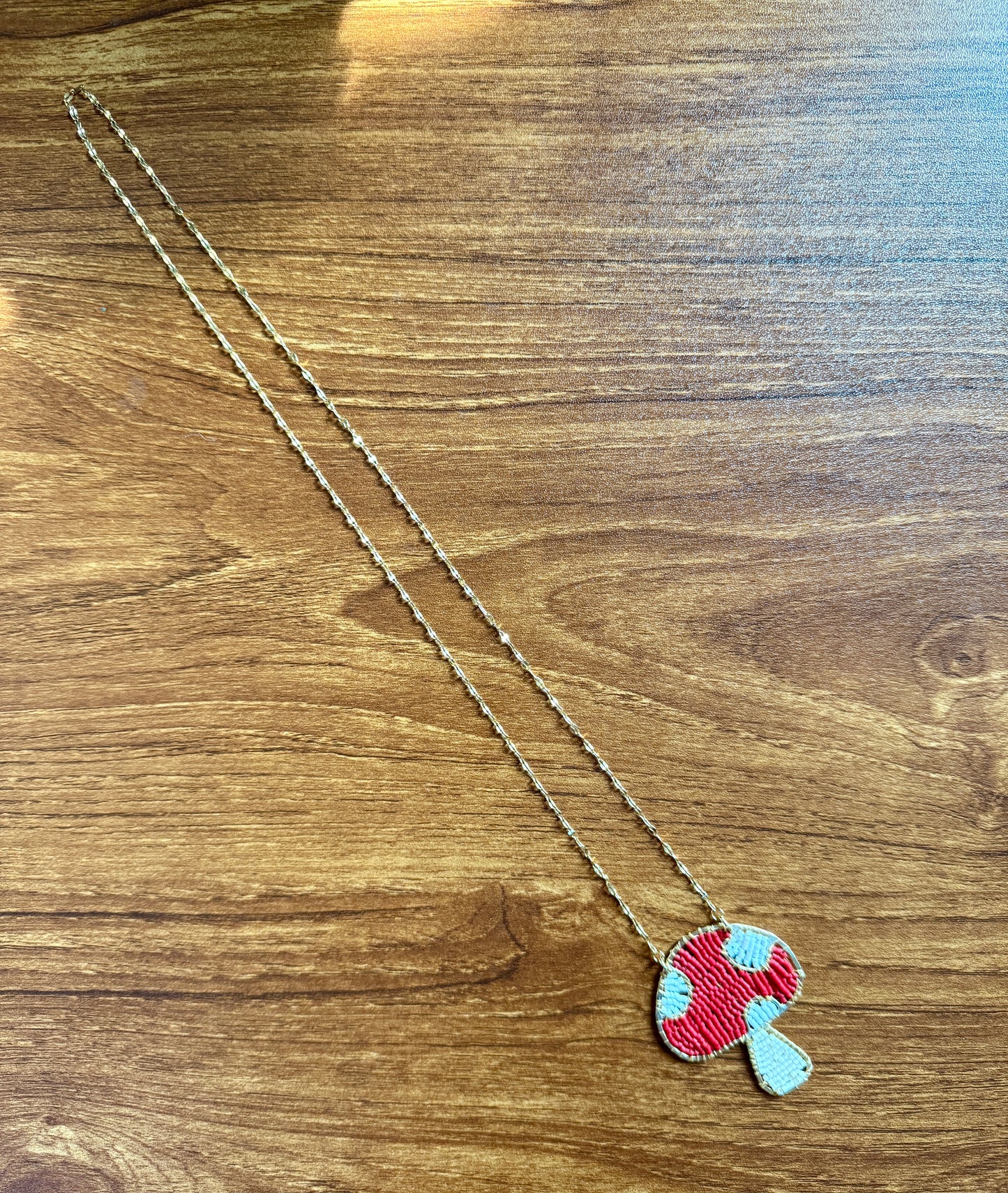 Beaded Mushroom Statement Pendant