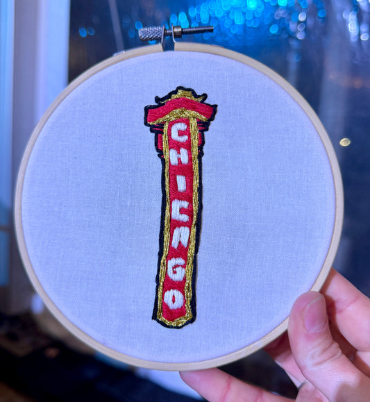 Chicago Doodle Sign Embroidered Portrait