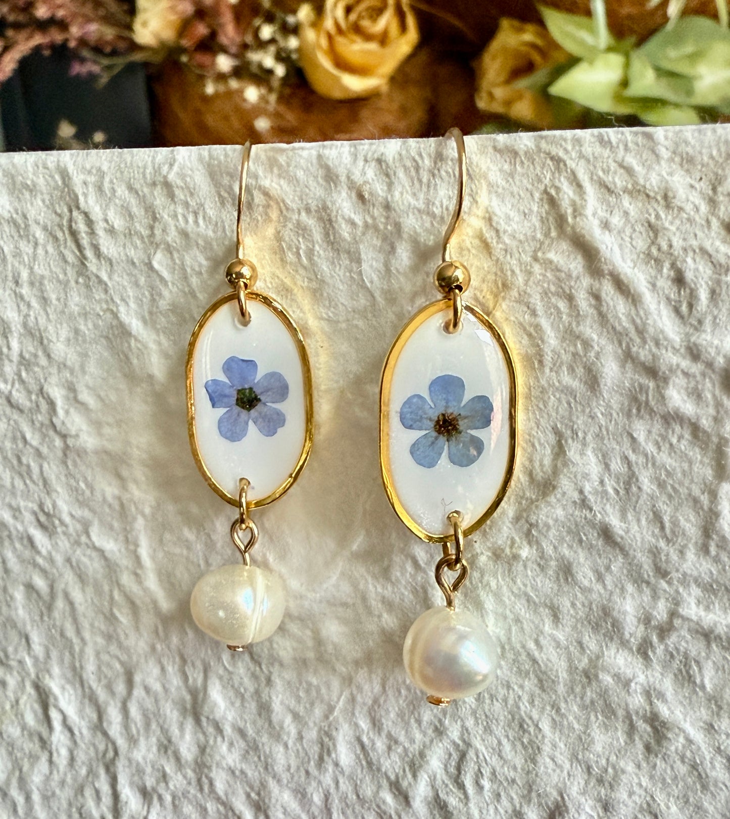 Dried Flowers And Pearls Earrings