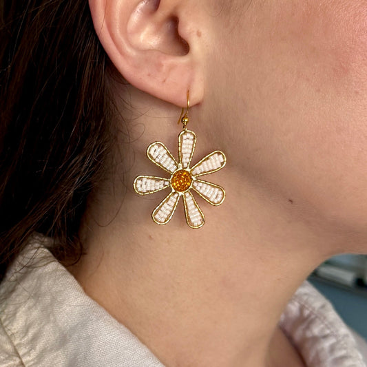 Beaded Daisy Earrings