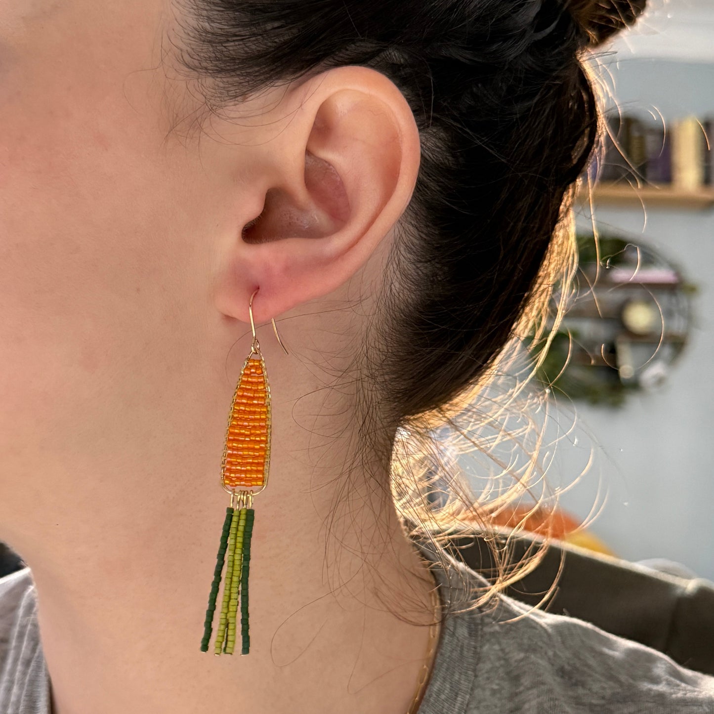 Carrot Beaded Earrings