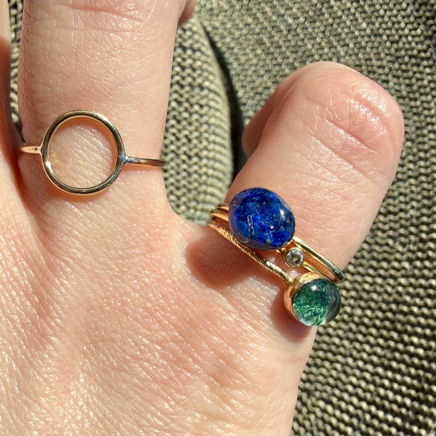 Crushed Lapis Lazuli Ring - Gold Filled