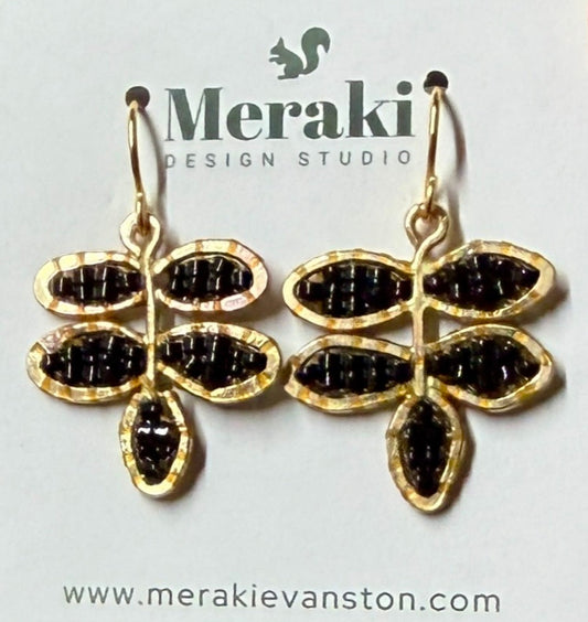Mini Beaded Leaves Earrings