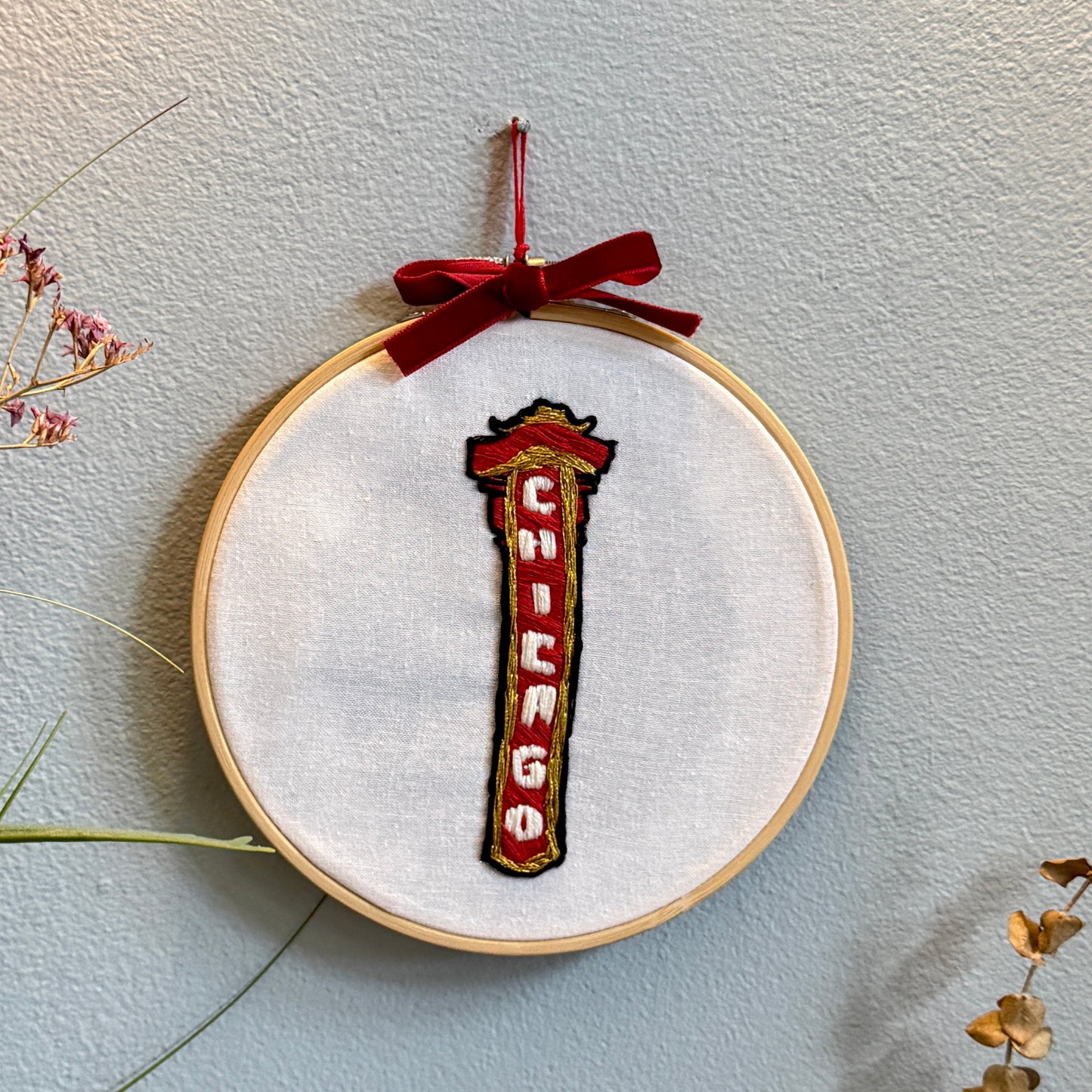 Chicago Doodle Sign - Hand Embroidered