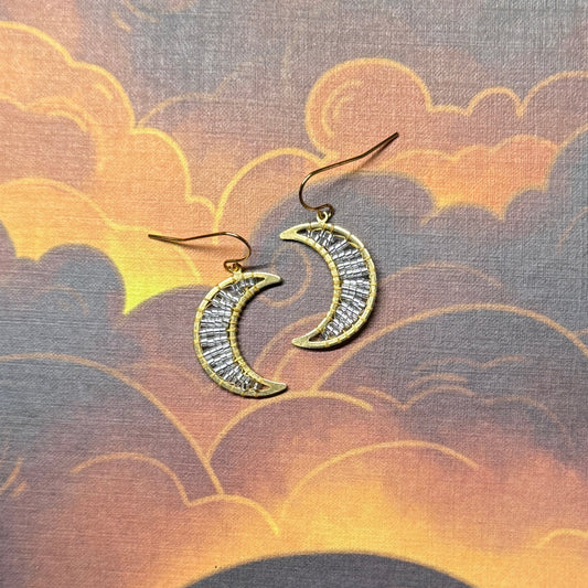 Beaded Moon Earrings