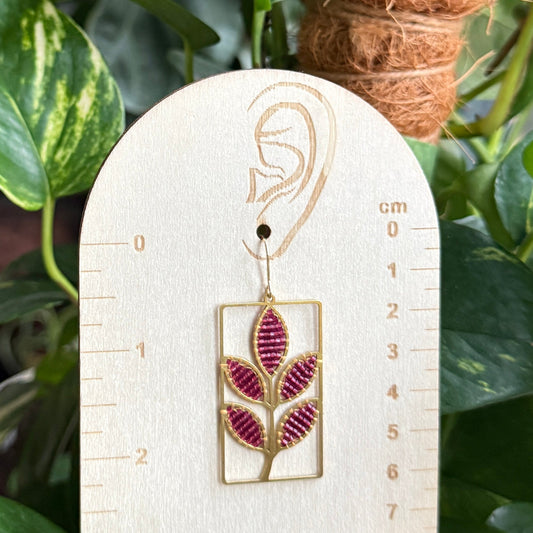 Burgundy Leaves Beaded Earrings