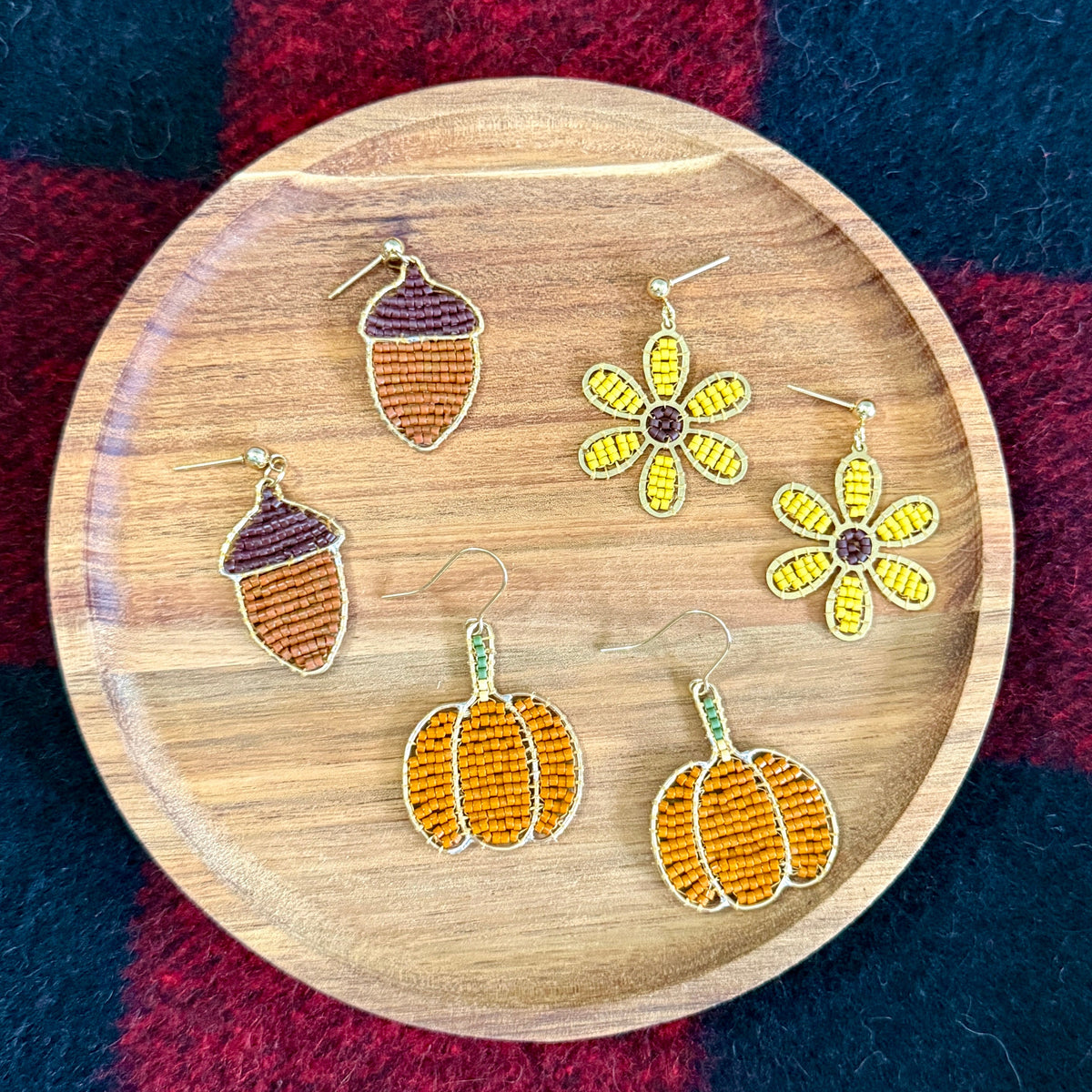 Beaded Acorn Earrings