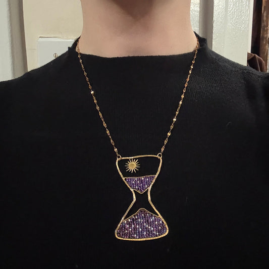 Beaded Stardust Hourglass Necklace