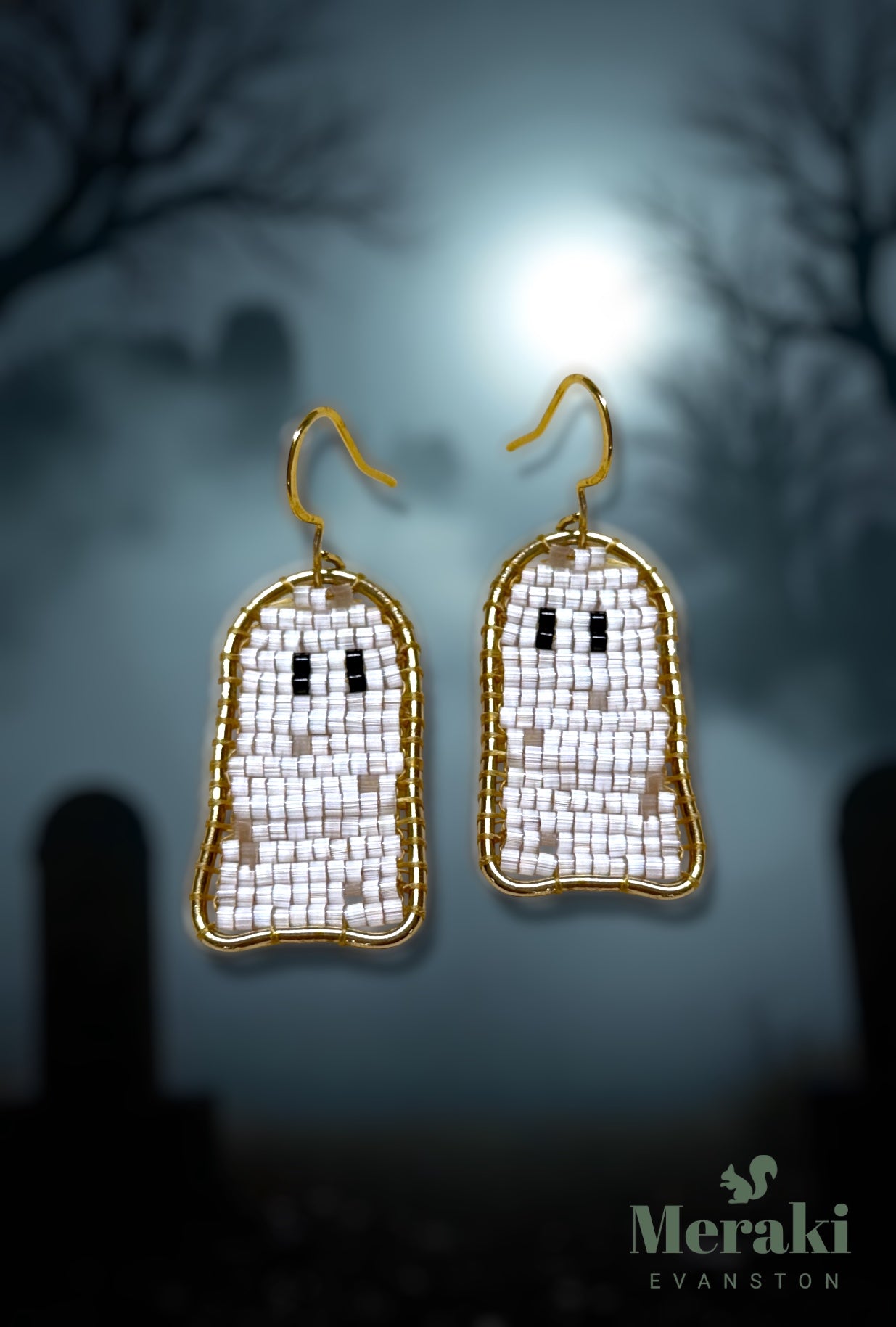 Beaded Ghost Earrings