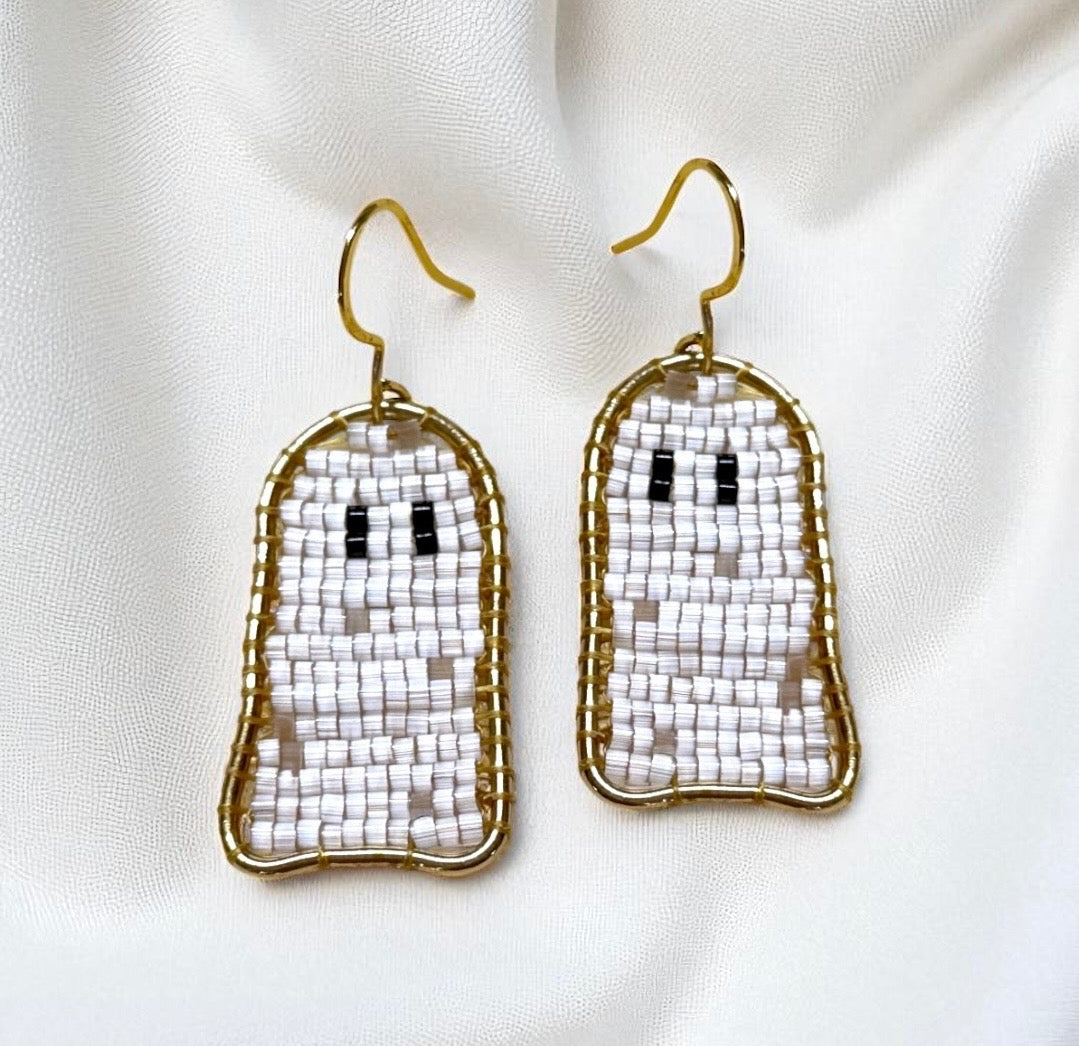 Beaded Ghost Earrings