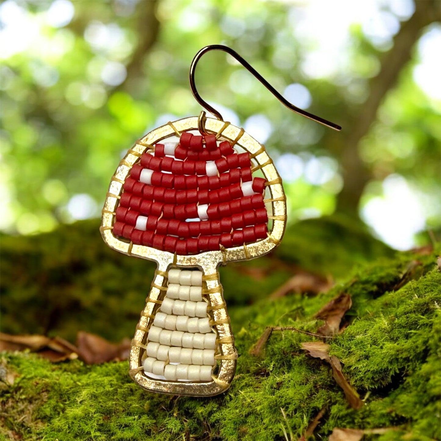 Mushroom Beaded Earrings