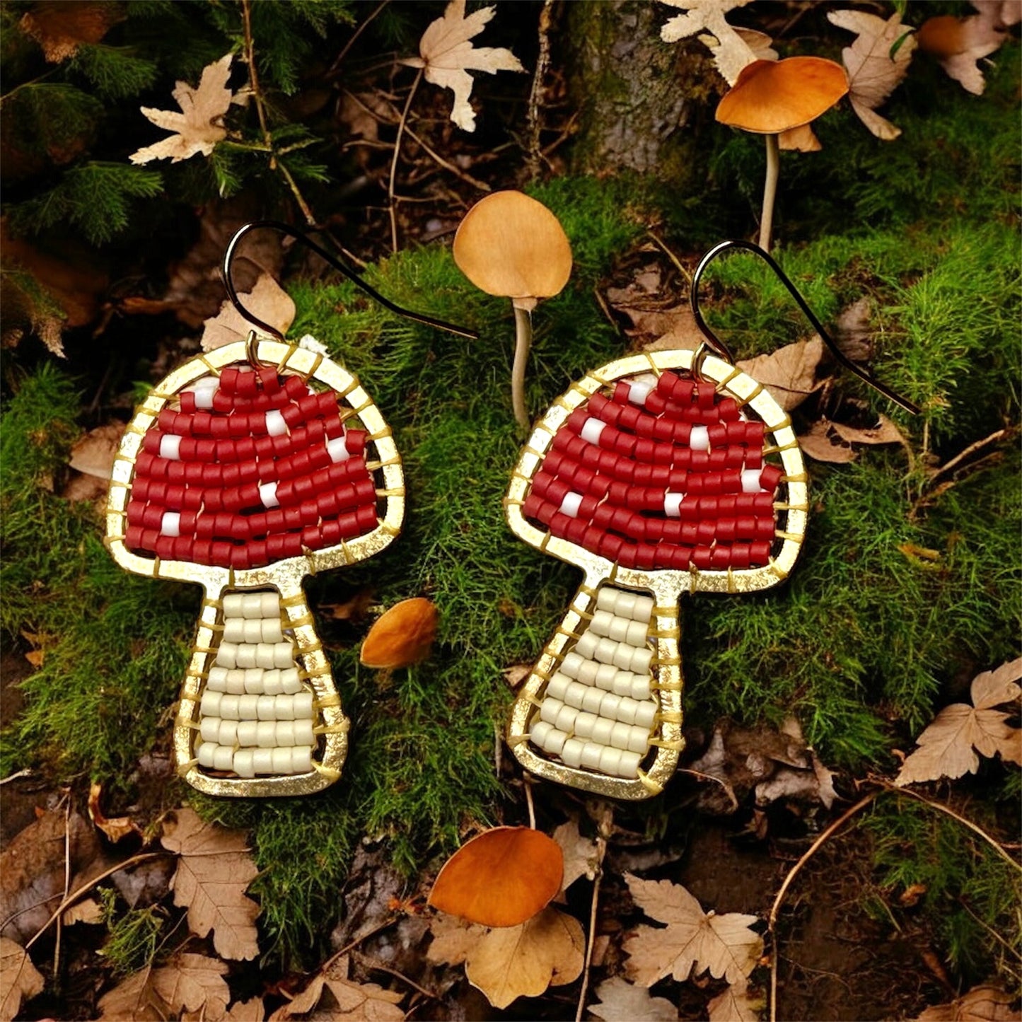 Mushroom Beaded Earrings