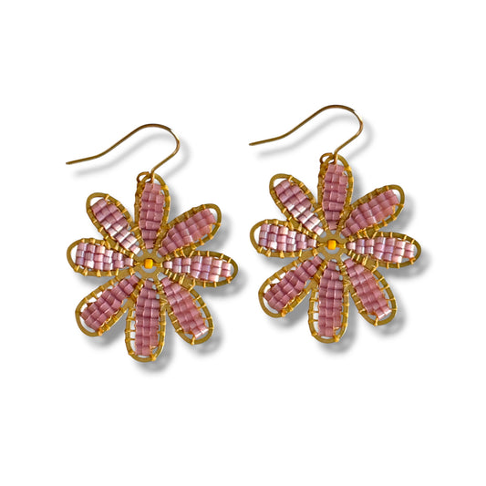 Pink Blossom Beaded Earrings