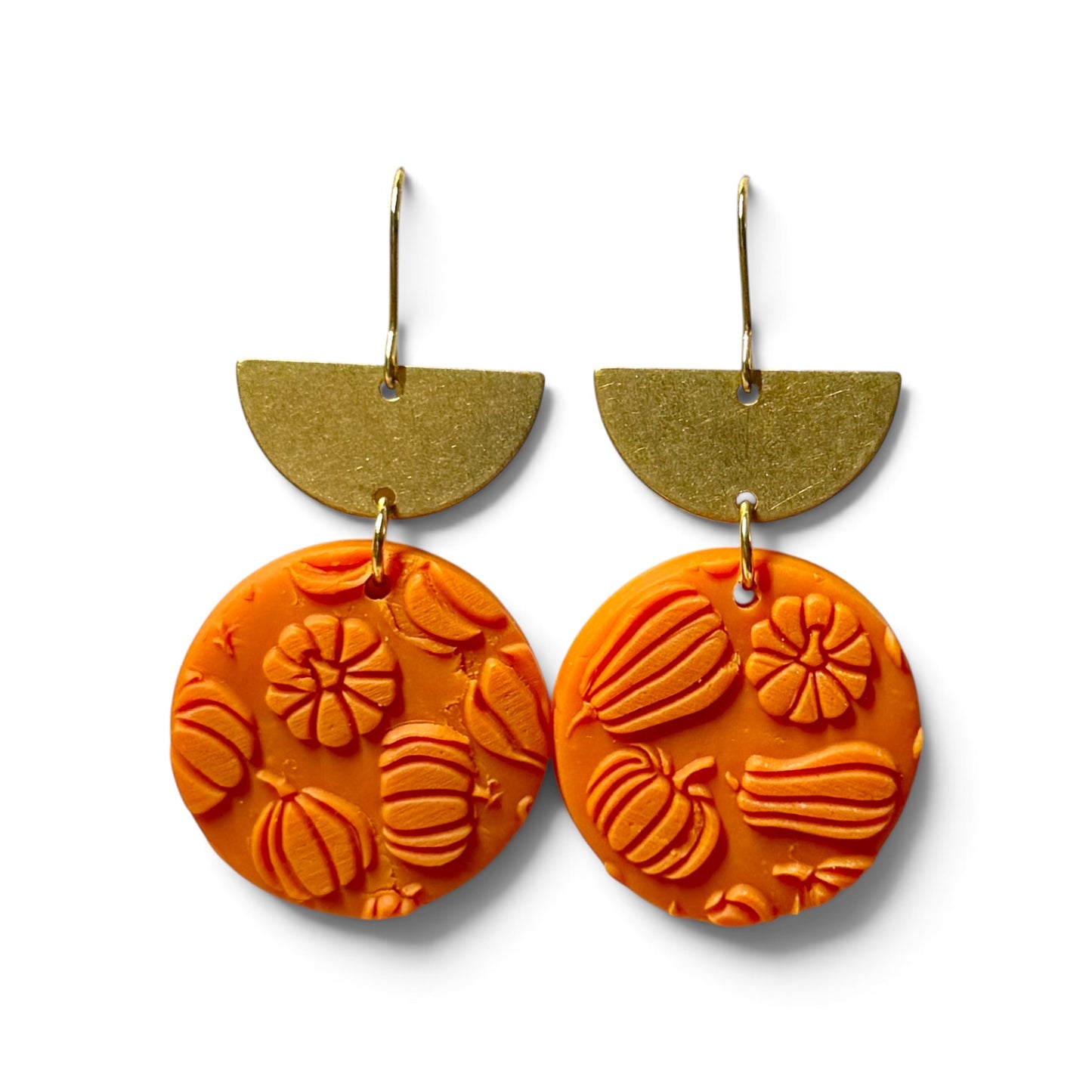 Libby Earrings - Orange - Embossed