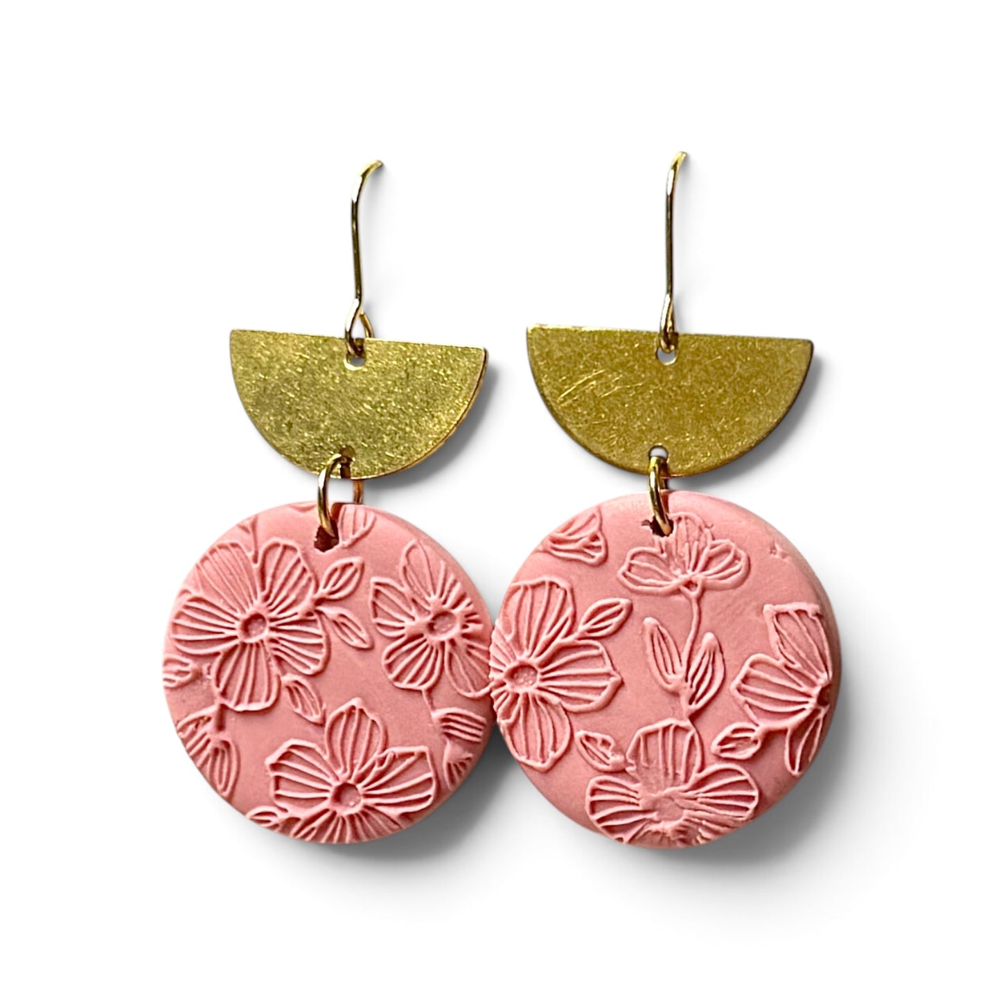 Libby Earrings - Pink - Embossed
