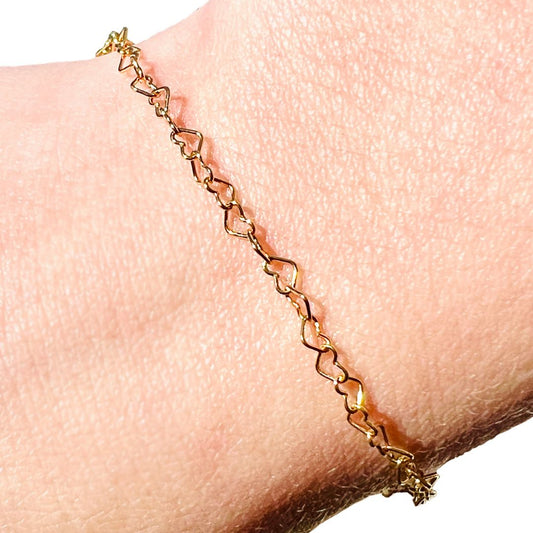 Hearts Chain Bracelet - Gold Filled