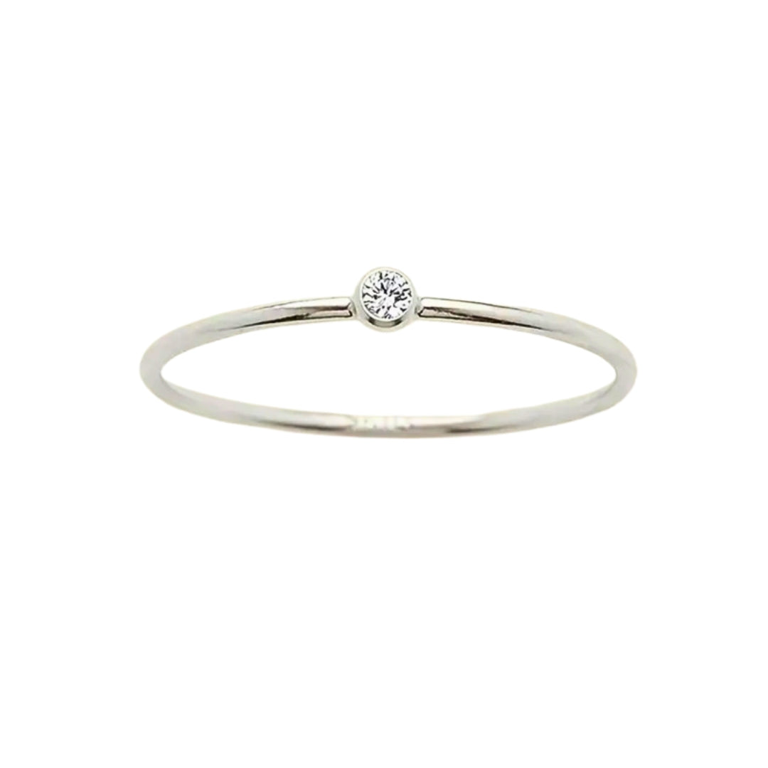 White Rhinestone Ring - Stainless Steel