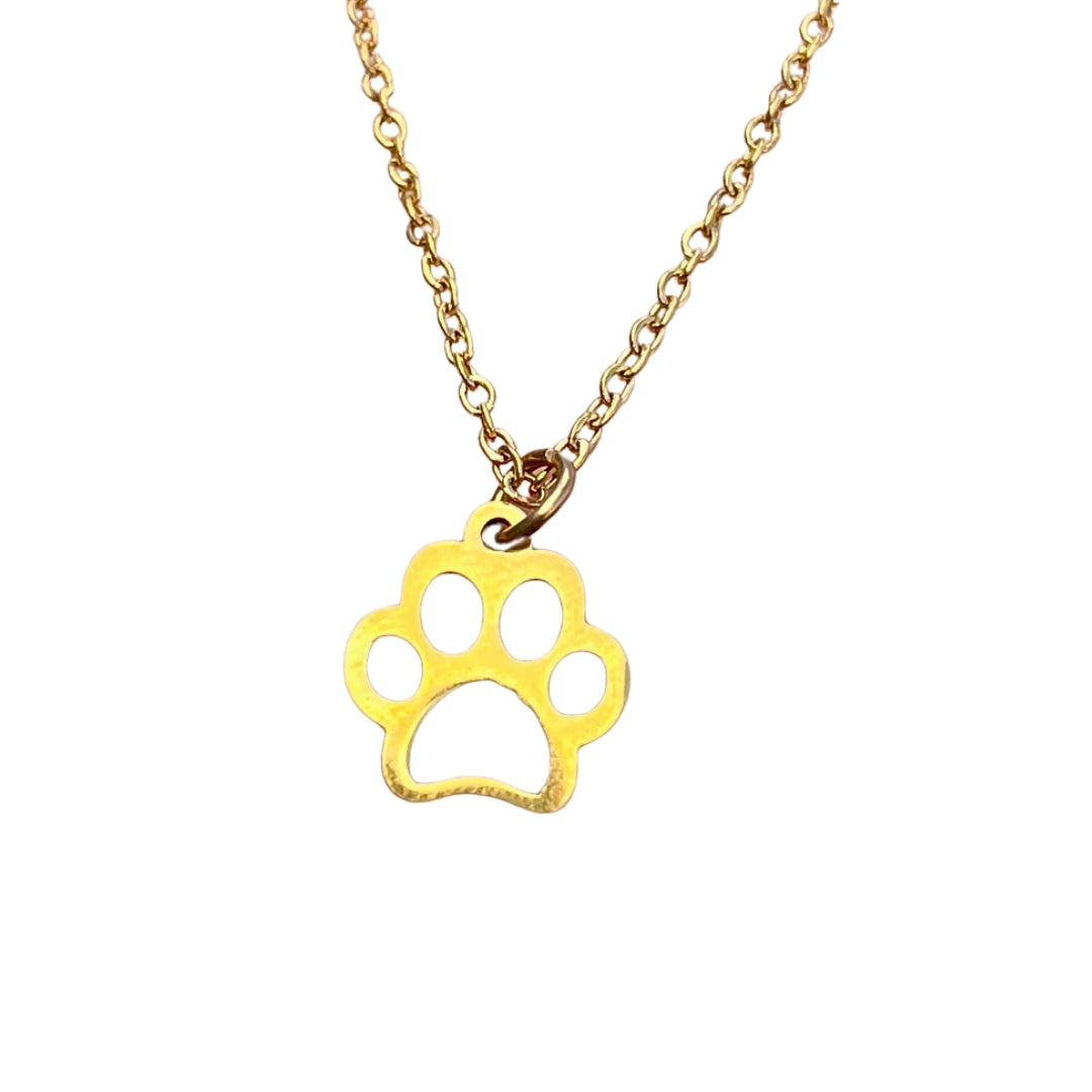 Paw Print Necklace -Gold Plated