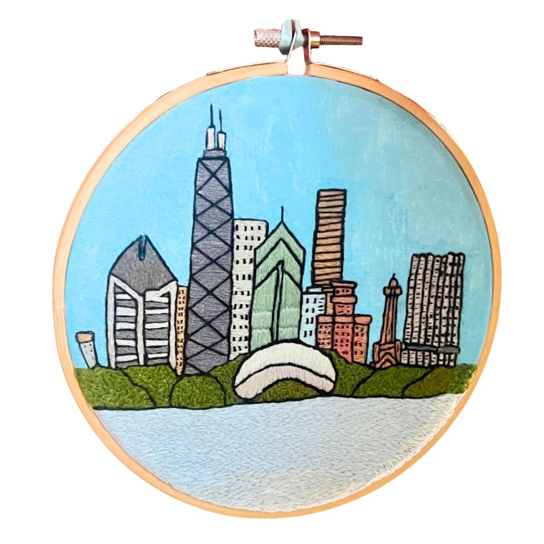 Chicago Skyline - MADE TO ORDER - Hand Embroidered