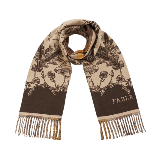 Woodland Taupe Jacquard Double Sided Scarf