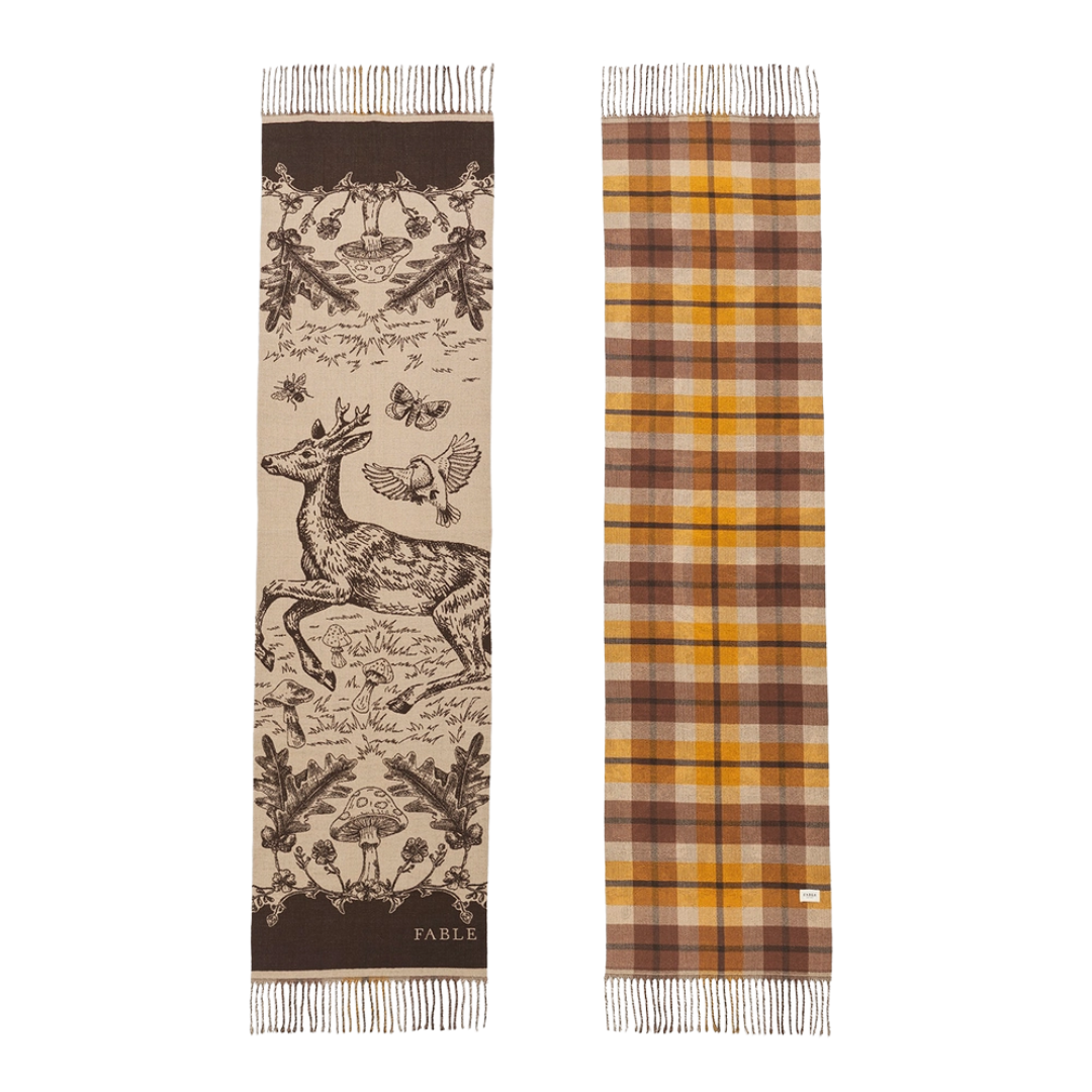 Woodland Taupe Jacquard Double Sided Scarf
