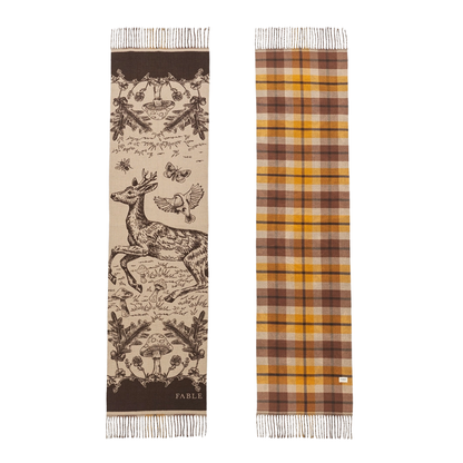 Woodland Taupe Jacquard Double Sided Scarf