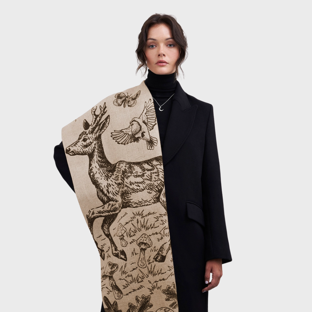 Woodland Taupe Jacquard Double Sided Scarf