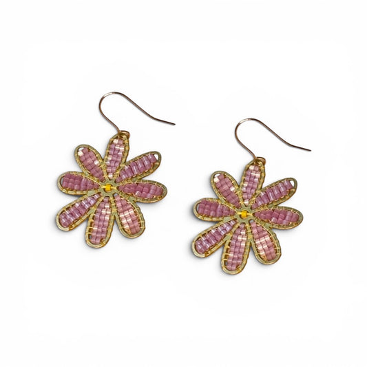 Pink Blossom Beaded Earrings