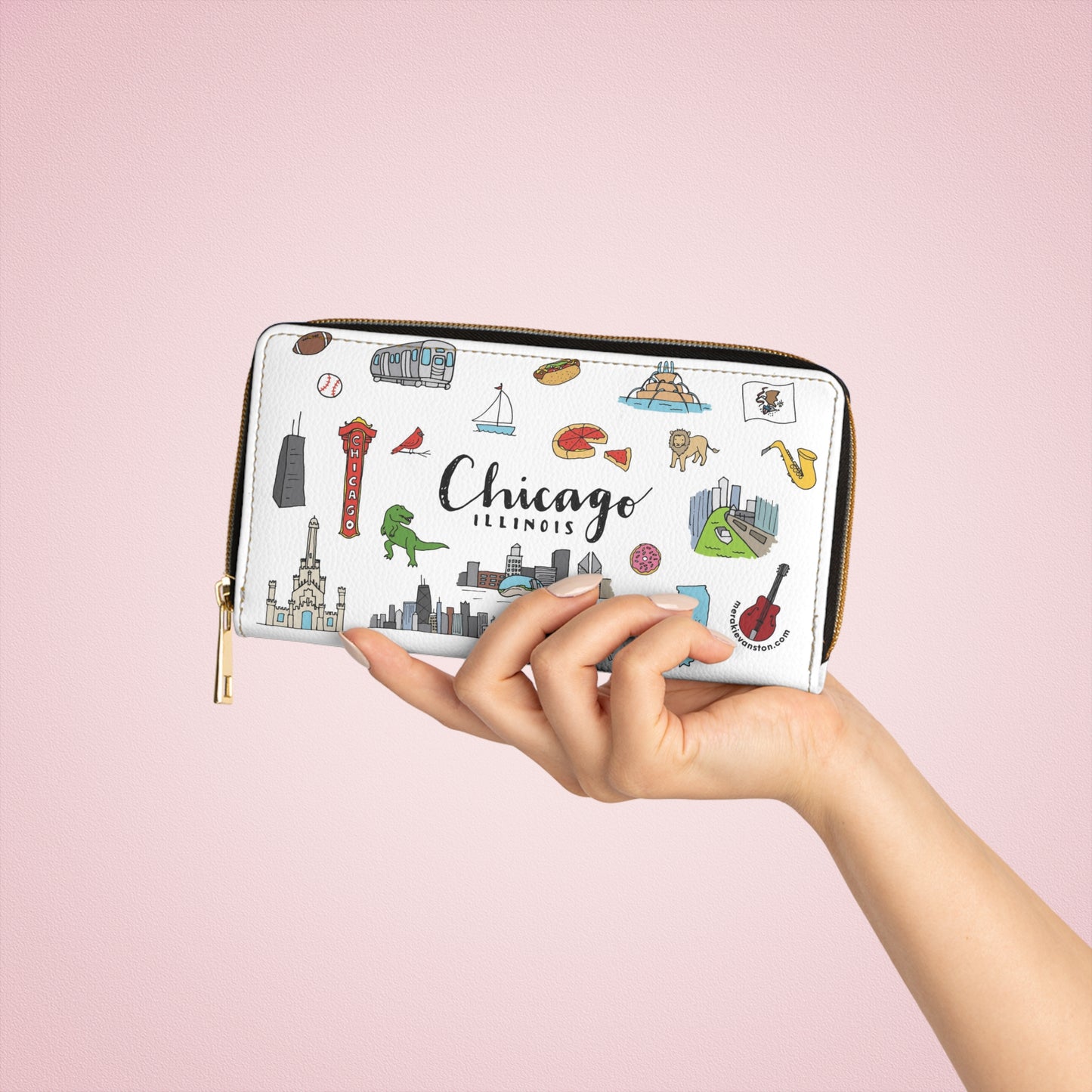 Chicago Doodles Zipper Wallet