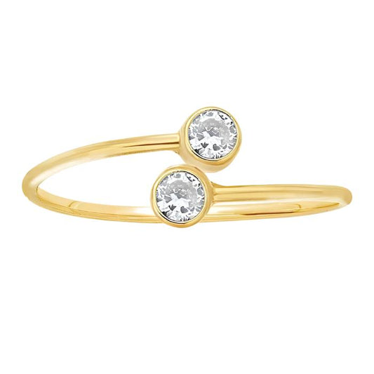 Adjustable Double Cubic Zirconia Ring - Gold Filled