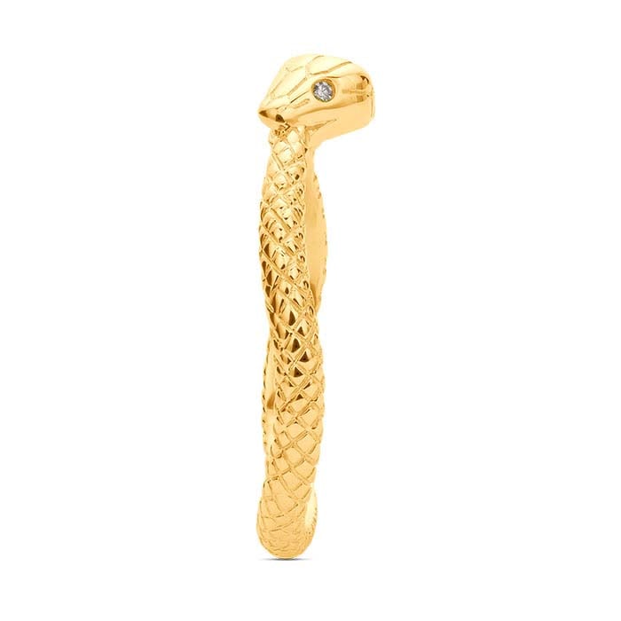Diamond Set Ouroboros Ring - 14K Gold