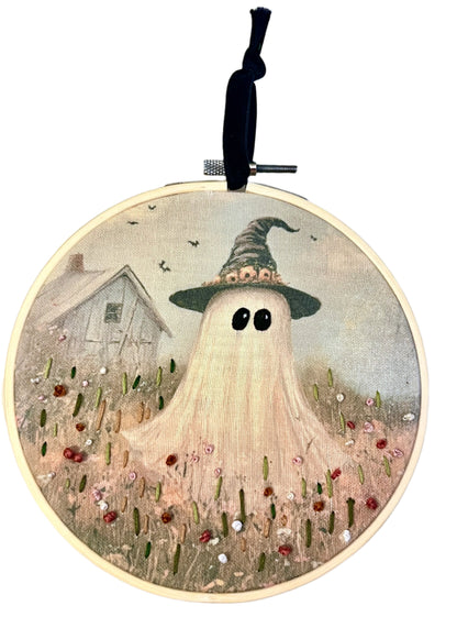 Cute Ghost Hoop - Hand Embroidered