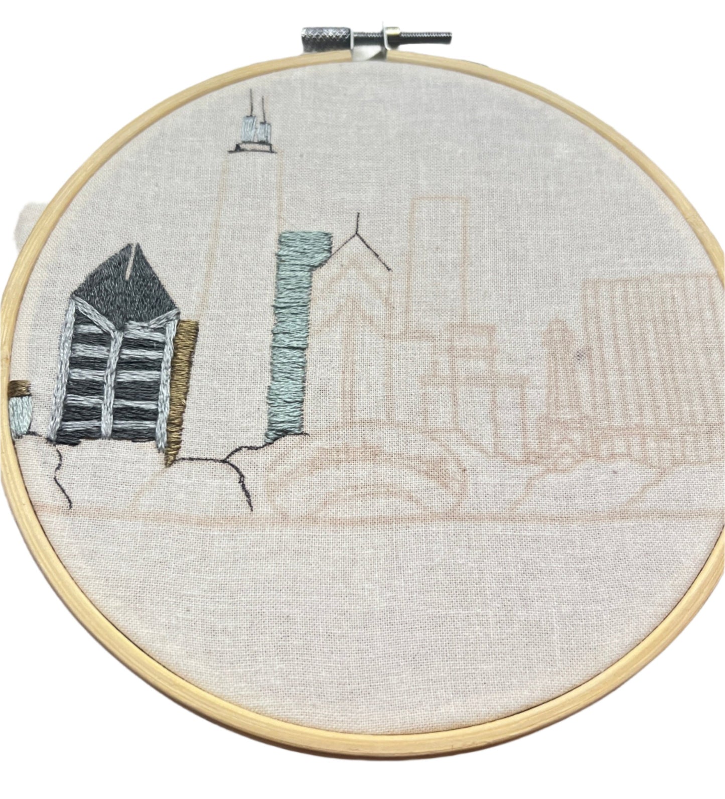 Chicago Skyline - MADE TO ORDER - Hand Embroidered