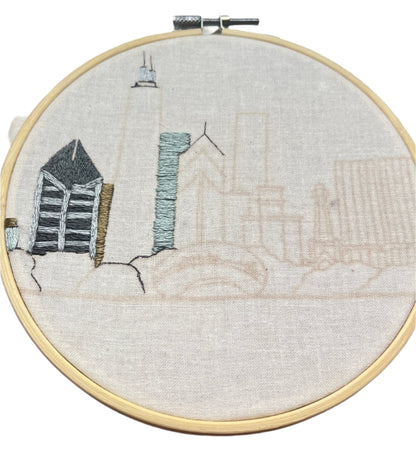 Chicago Skyline - MADE TO ORDER - Hand Embroidered