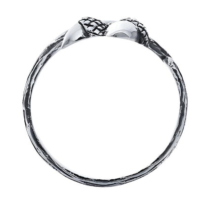 Acorns & Leaf Bypass Ring - Sterling Silver