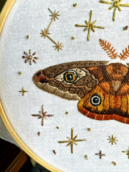 Celestial Moth - Hand Embroidered