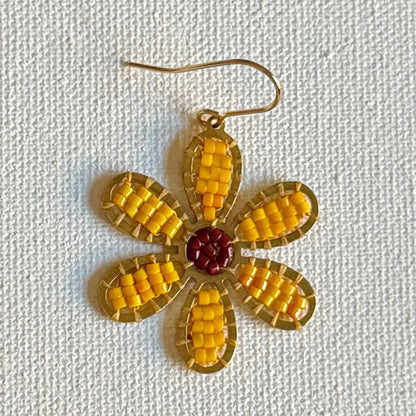 Sunflower Beaded Earrings