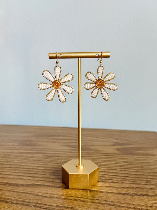 Beaded Daisy Earrings